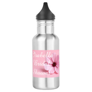 Bouteille D'eau Cosmos Floral Script Rose Pâle Enterrement de Vie