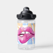 Bouteille D'eau Couche avec lèvres rose néon Nom personnalisé (Salle de sport)