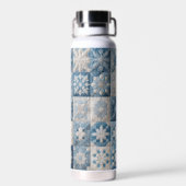 Bouteille D'eau Couche de flocons de neige bleu et blanc (Arrière)