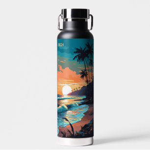 Bouteille D'eau Coucher de soleil de plage tropicale sur mesure