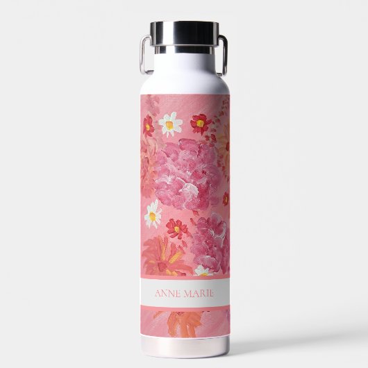 Bouteille D'eau Coucher de soleil Rose Floral Custom (Avant)