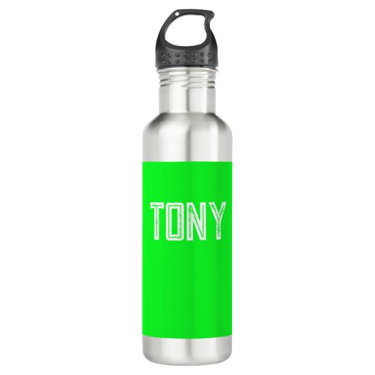 Bouteille D'eau Couleur verte en néon solide Nom personnalisé Mono (Devant)