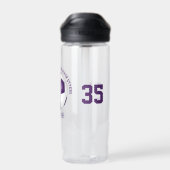 Bouteille D'eau Couleurs de club d'école violet blanc sur mesure f (Arrière)