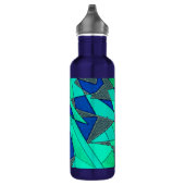 Bouteille D'eau Coupes triangulaires vertes sur arrière - plan ble (Droite)