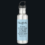 Bouteille D'eau Courage bleu clair Bible Verset Nom personnalisé S<br><div class="desc">Cette belle bouteille d'eau douce bleue présente le merveilleux verset biblique de Josué 1:9 et est facile à customiser avec le nom du destinataire.</div>