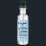Bouteille D'eau Courage bleu clair Bible Verset Nom personnalisé S<br><div class="desc">Cette belle bouteille d'eau douce bleue présente le merveilleux verset biblique de Josué 1:9 et est facile à customiser avec le nom du destinataire.</div>