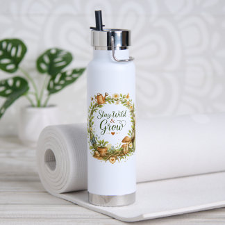 Bouteille D'eau Couronne florale aquarelle botanique Inspirante