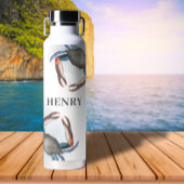 Bouteille D'eau Crabe bleu de l'océan marin simple