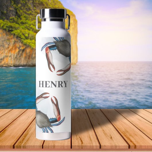 Bouteille D'eau Crabe bleu de l'océan marin simple