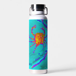 Bouteille D'eau Crabe cool Turquoise Mer Animal Nommé