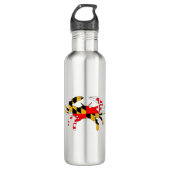 Bouteille D'eau Crabe de drapeau du Maryland (Devant)