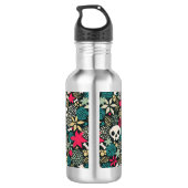 Bouteille D'eau Crâne en fleurs (Dos)