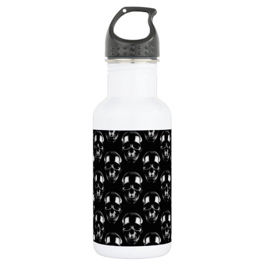 Bouteille D'eau Crânes noirs tombés (Devant)
