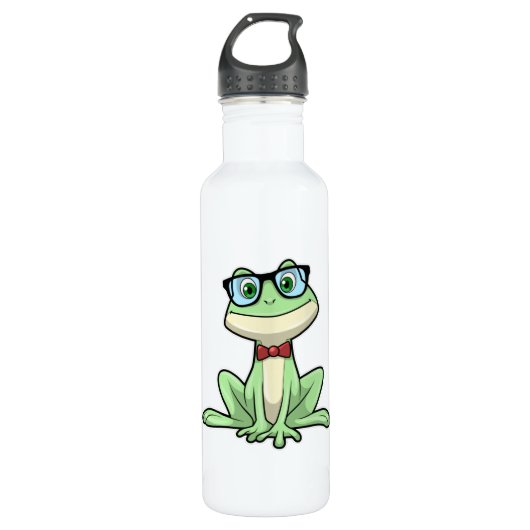 Bouteille D'eau Cravate de lunettes pour étudiants Nerd grenouille (Devant)
