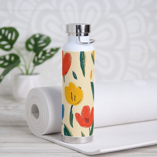Bouteille D'eau Crayon et fleurs de papillon (Yoga)