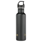 Bouteille D'eau Create Custom Stylish Gold Monogrammed Matte Black (Devant)