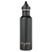 Bouteille D'eau Create Custom Stylish Gold Monogrammed Matte Black (Droite)
