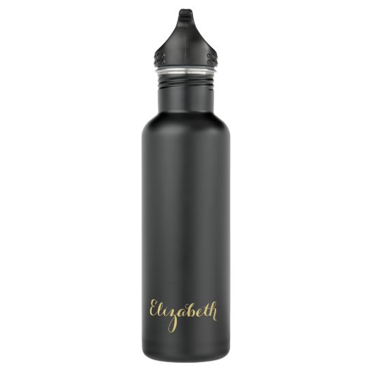 Bouteille D'eau Create Custom Stylish Gold Monogrammed Matte Black (Droite)