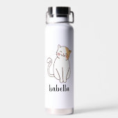 Bouteille D'eau Créez votre propre nom de chat mignon (Arrière)