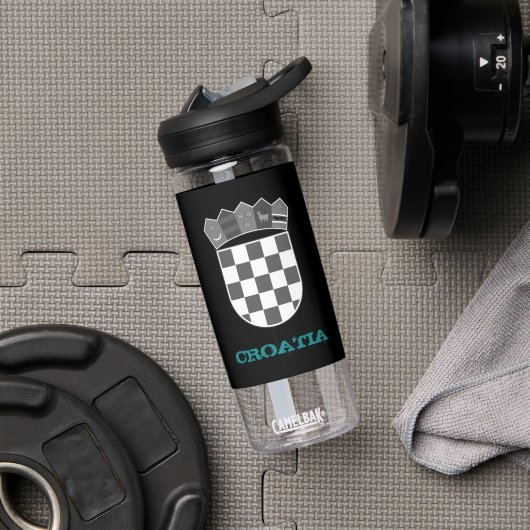 Bouteille D'eau Croatie Fitness & armoiries croates / drapeau (Droite)