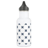 Bouteille D'eau Crochets bleu-gris sur blanc (Gauche)