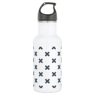 Bouteille D'eau Crochets bleu-gris sur blanc