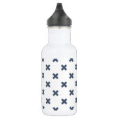 Bouteille D'eau Crochets bleu-gris sur blanc (Droite)