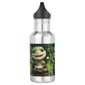 Bouteille D'eau Crocodile d'alligator mignon Nom personnalisé Enfa (Gauche)