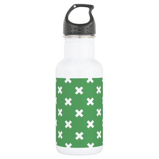 Bouteille D'eau Croix blanche sur le vert (Devant)