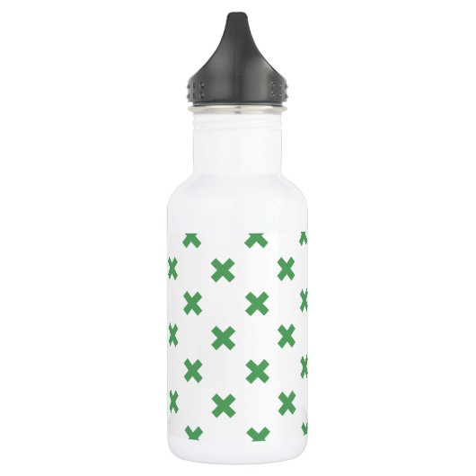 Bouteille D'eau Croix verte coutures sur blanc (Gauche)