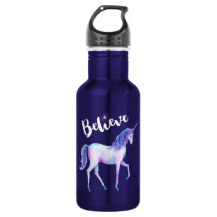 Bouteille D'eau Croyez avec Unicorn dans les aquarelles pastel