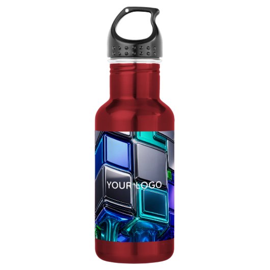 Bouteille D'eau Cube de puzzle chromé futuriste  (Devant)