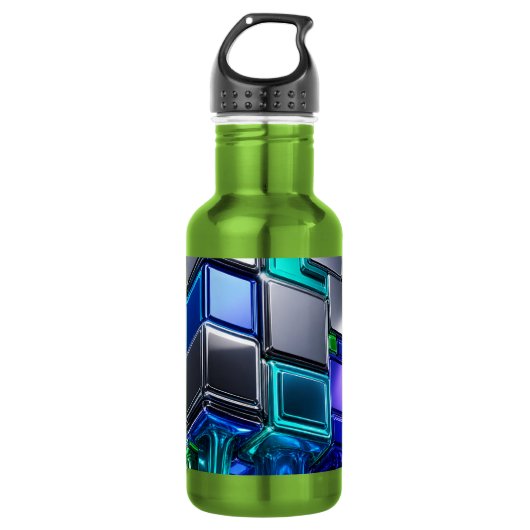 Bouteille D'eau Cube de puzzle chromé futuriste (Devant)