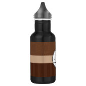 Bouteille D'eau Cuir Brown Damas avec stries et Monogramme (Gauche)