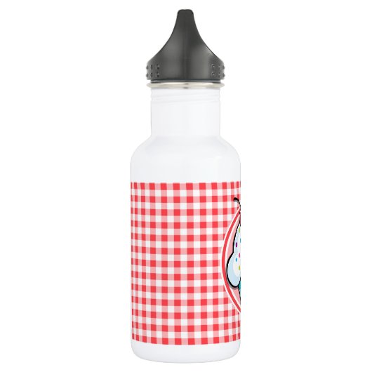 Bouteille D'eau Cupcake mignonne sur En vichy rouge et blanc (Gauche)