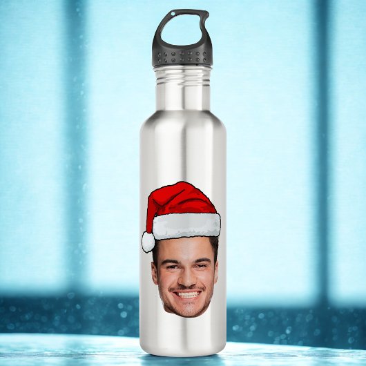 Bouteille D'eau Custom Face Photo Santa Hat Christmas