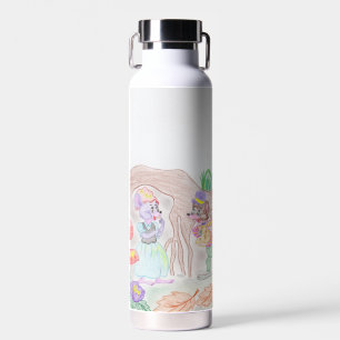 Bouteille D'eau Custom Kids Artwork, deux mignonnes souris, fleurs