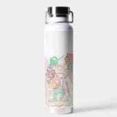 Bouteille D'eau Custom Kids Artwork, deux mignonnes souris, fleurs (Arrière)