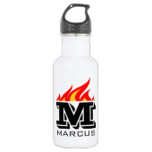Bouteille D'eau Custom name monogram flaming text (Devant)
