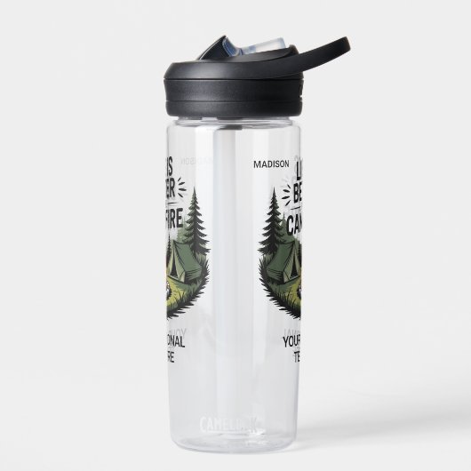 Bouteille D'eau Custom Name & Text Camping (Gauche)