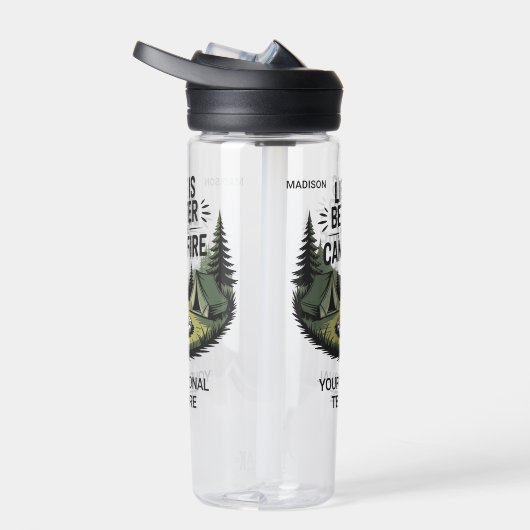 Bouteille D'eau Custom Name & Text Camping (Droite)