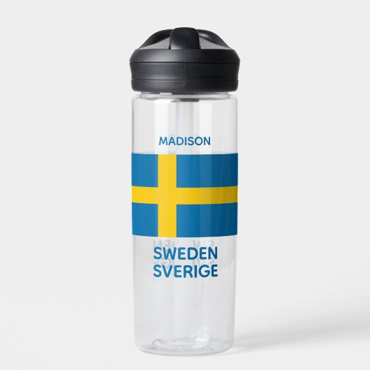 Bouteille D'eau Custom Name & Text Swedish Flag (Extérieur)