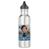 Bouteille D'eau Custom Photo Head Padel/Pickleball Player Caricatu (Gauche)