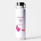 Bouteille D'eau Cute 50th Birthday Hot Pink High Heels Name Gift (Arrière)
