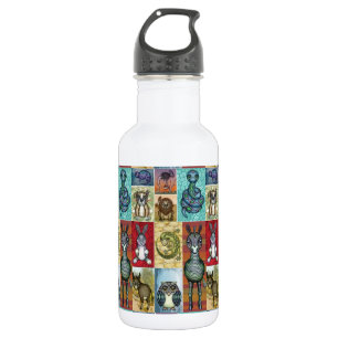 Bouteille D'eau Cute Animal Collage Folk Art Design