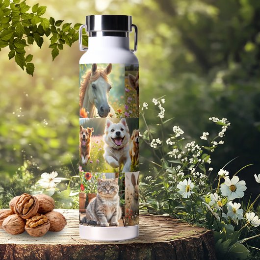 Bouteille D'eau Cute Animals and Pets Artistic Photo Collage