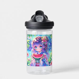 Bouteille D'eau Cute Anime Girl Manger Watermelon sur une journée