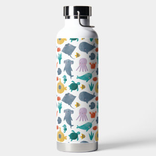 Bouteille D'eau Cute Aquarelle Océan Animaux Motif