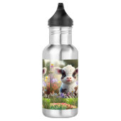 Bouteille D'eau Cute Baby Cow Calf assis dans le jardin fleuri (Droite)