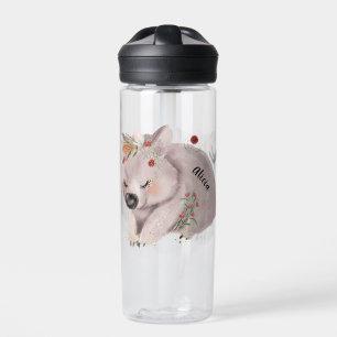 Bouteille D'eau Cute Baby Wombat Gold Speckle Nom personnalisé